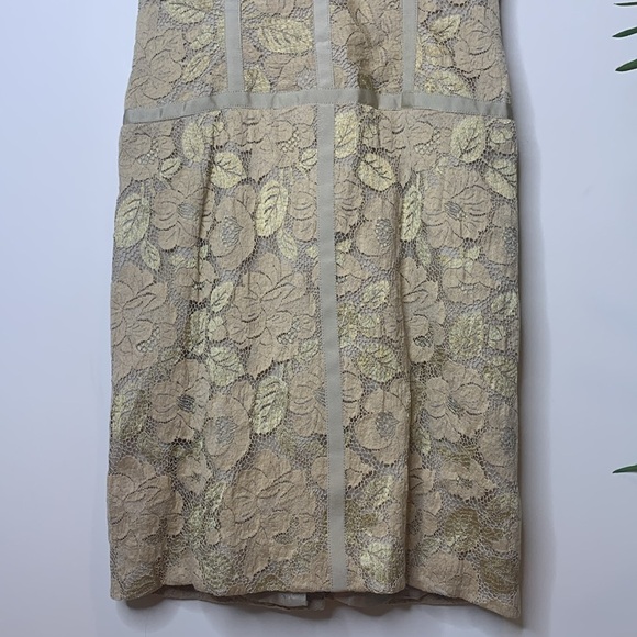 LÓPEZ KNUDSEN | Vintage Lace Crochet Mesh Ribbon Metallic Midi Cocktail Dress - Picture 9 of 17